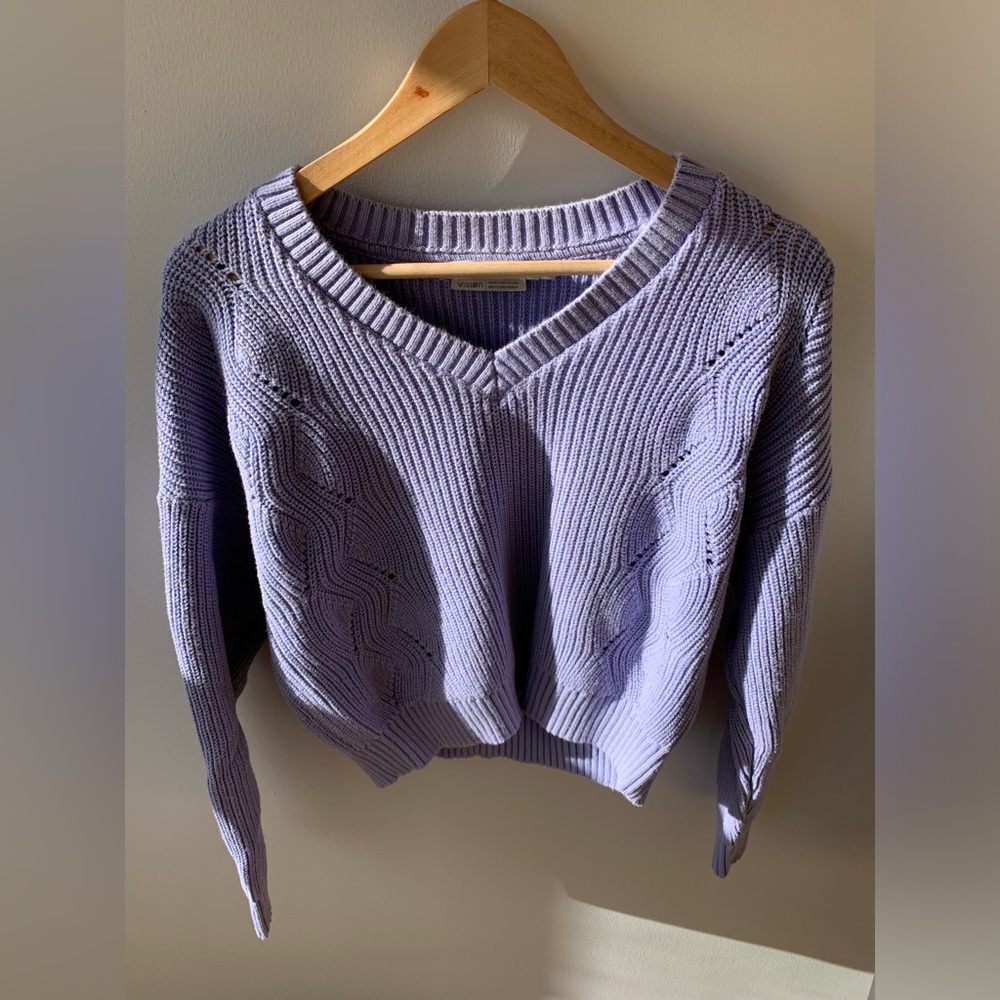 Simons lavender oversized v-neck sweater (cotton)